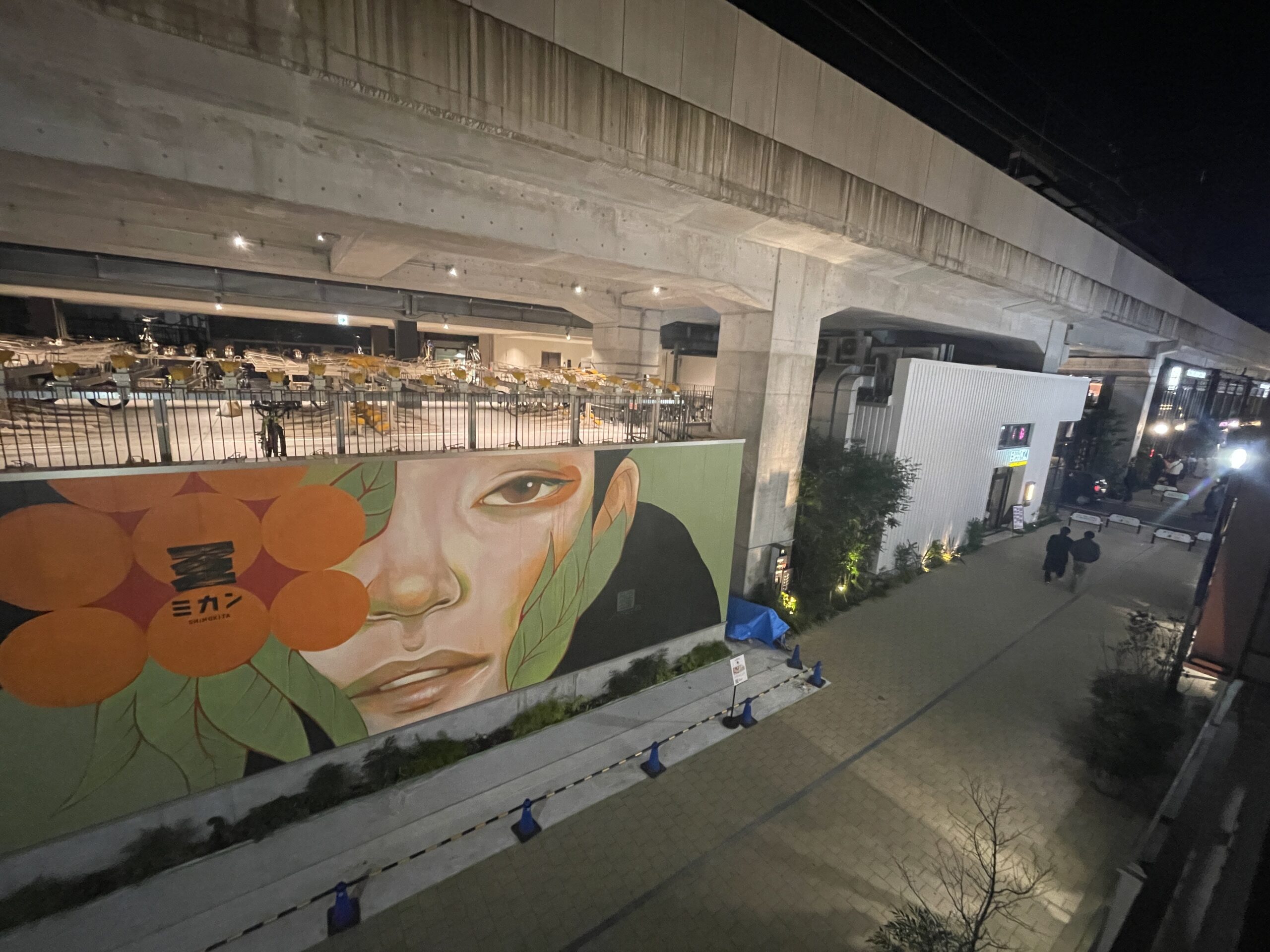 JUURIによって描かれた壁画、夜の雰囲気