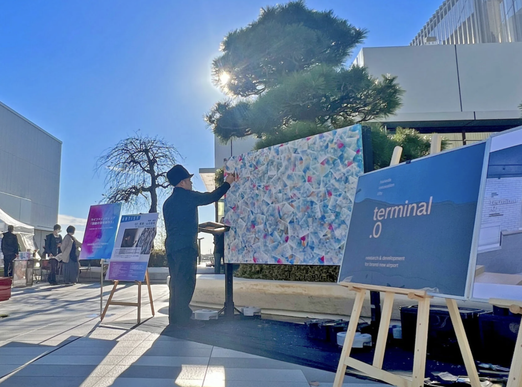 羽田空港隣の「HANEDA INNOVATION CITY」でライブペイント