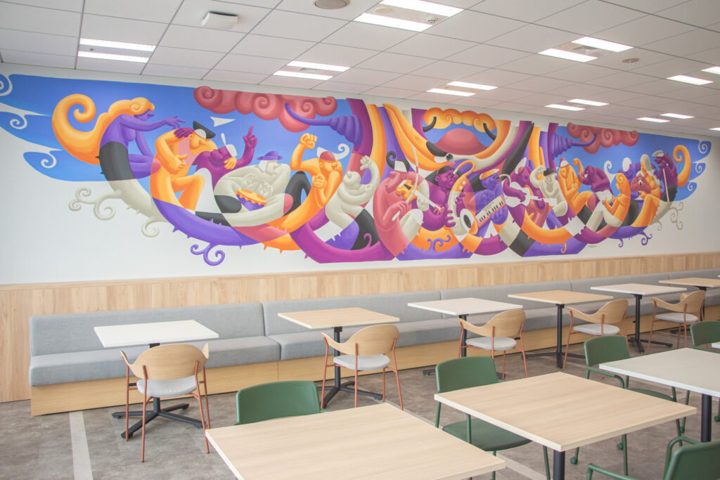 金融会社のオフィスに描かれたGravityfreeの壁画